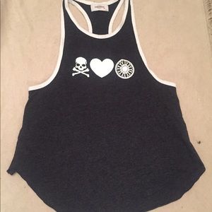 Gray and white SoulCycle racerback tank top